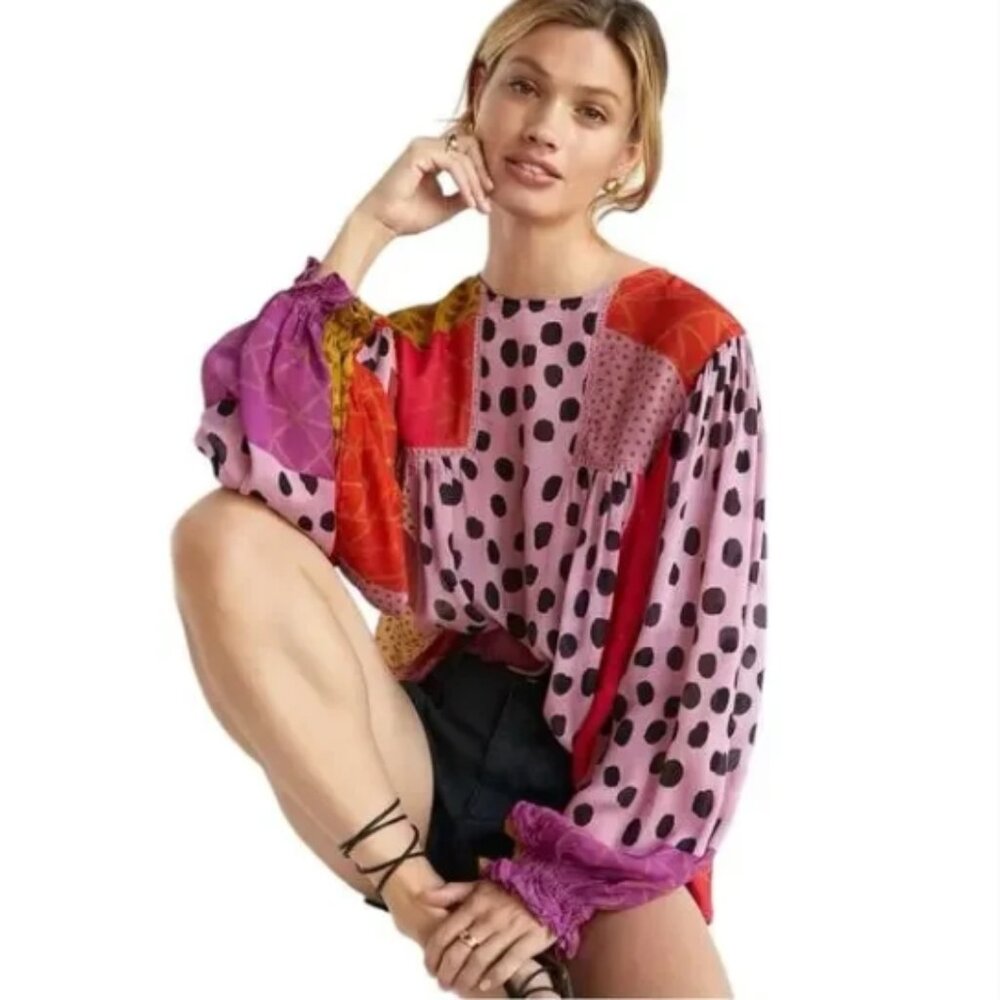 EUC Anthropologie Blink London Miranda Peasant Long Sleeve Blouse, Sz - XS